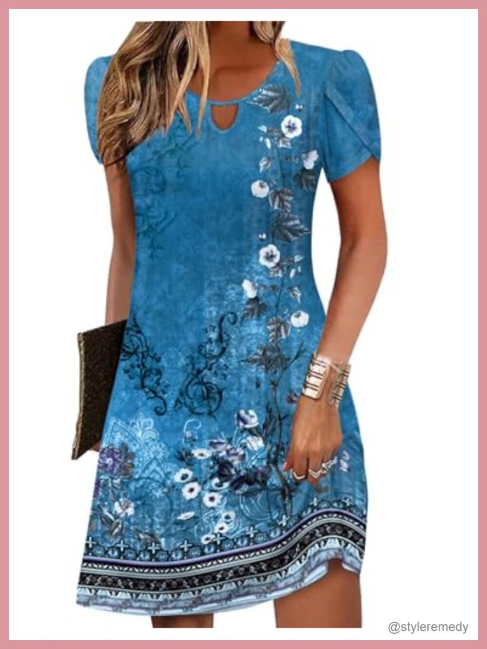 Women's Casual A-Line T-Shirt Dress with Pockets Short Sleeve Mini Sundress